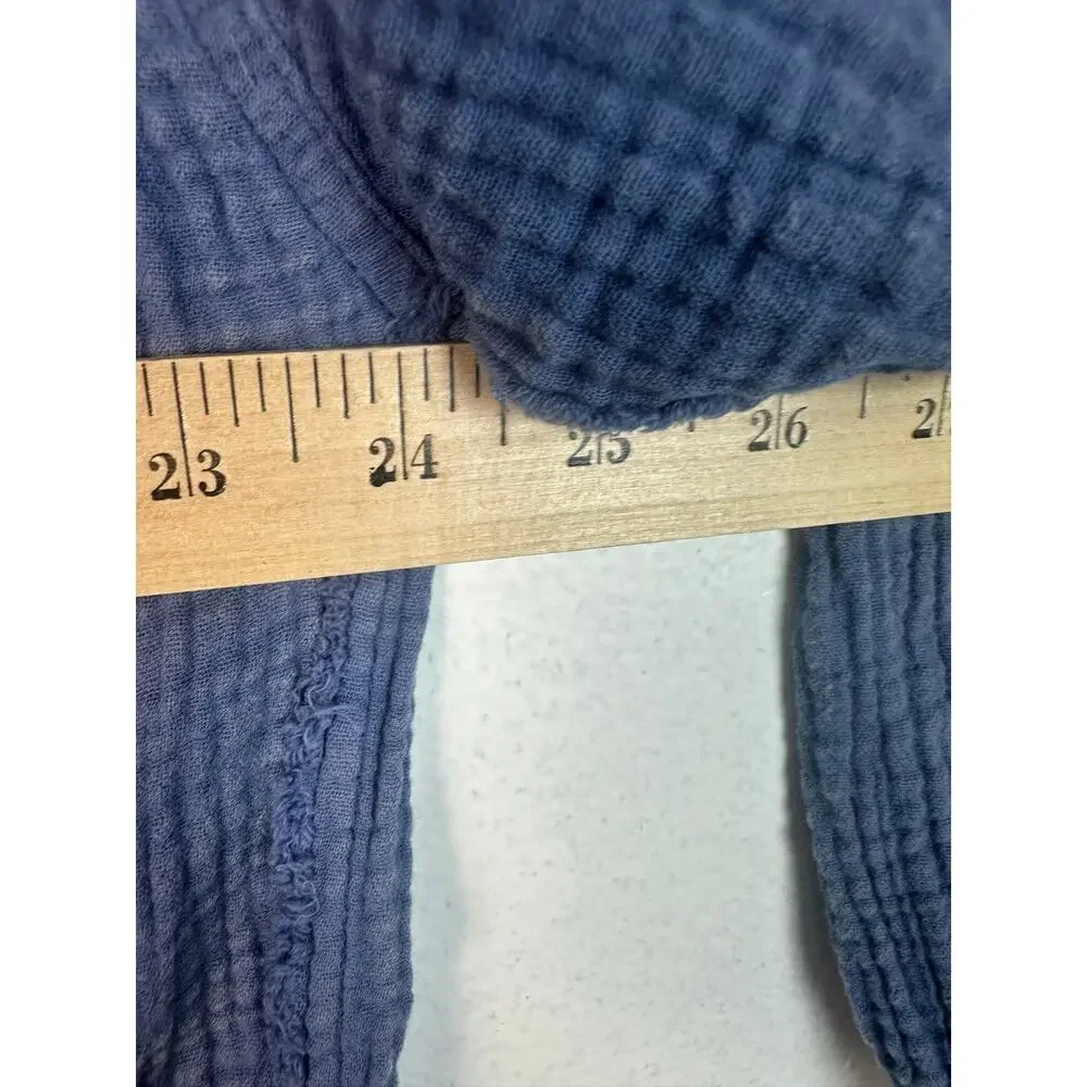 Aerie Women's gauzy Blue coverup shirt oversized fit lightweight raw hem XS - Picture 6 of 7